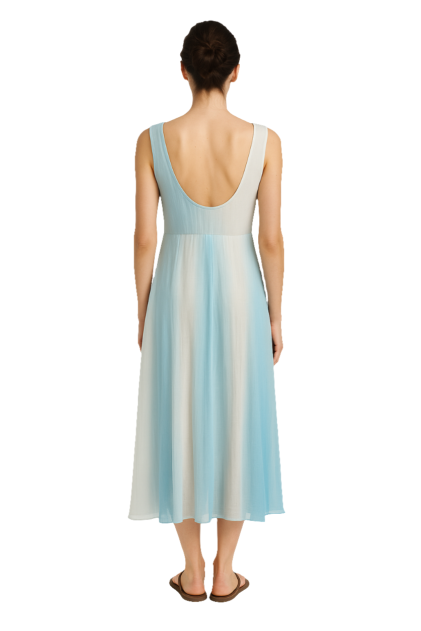 Serene Blue Ombre Chiffon Resort Dress