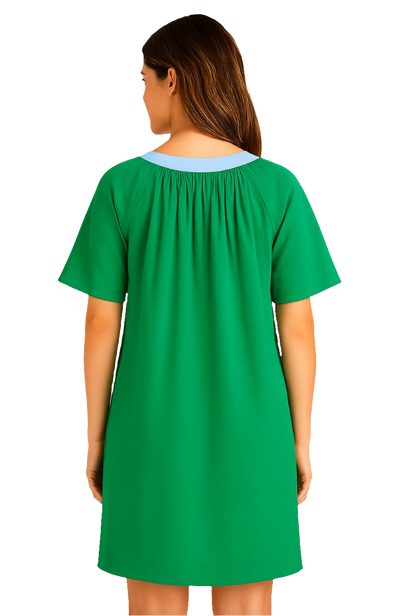 Short Sleeve Dress Contrast Trim