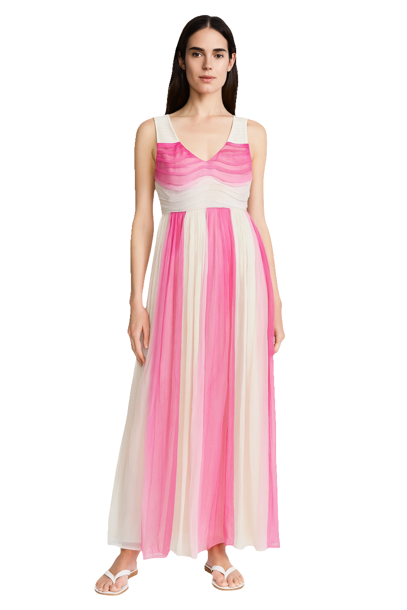 Serene Pink Ombre Chiffon Resort Dress