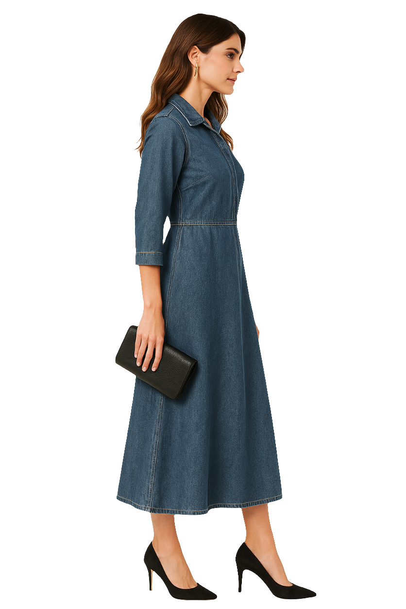 Denim Shirt Midi Dress