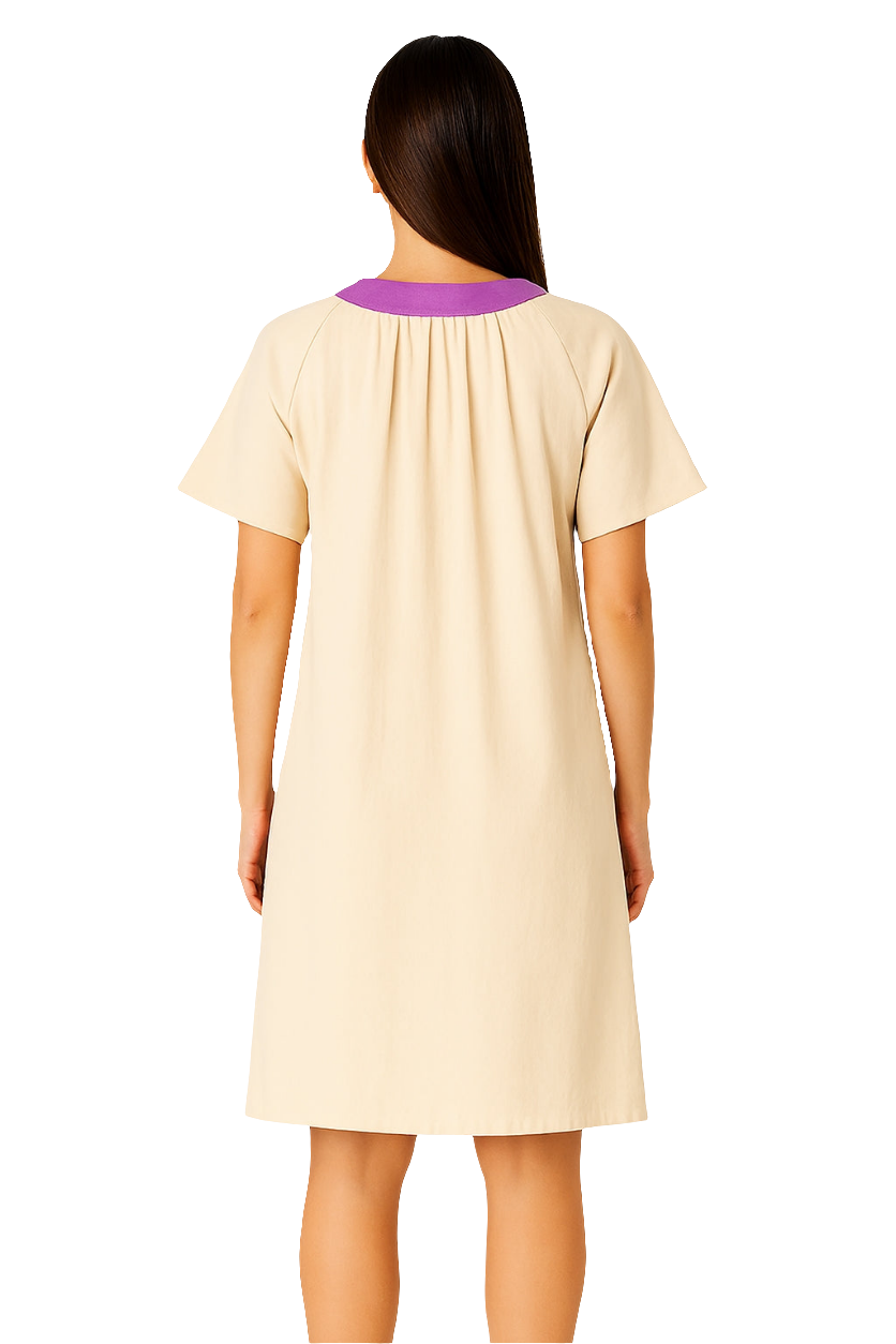 Short Sleeve Dress Contrast Trim