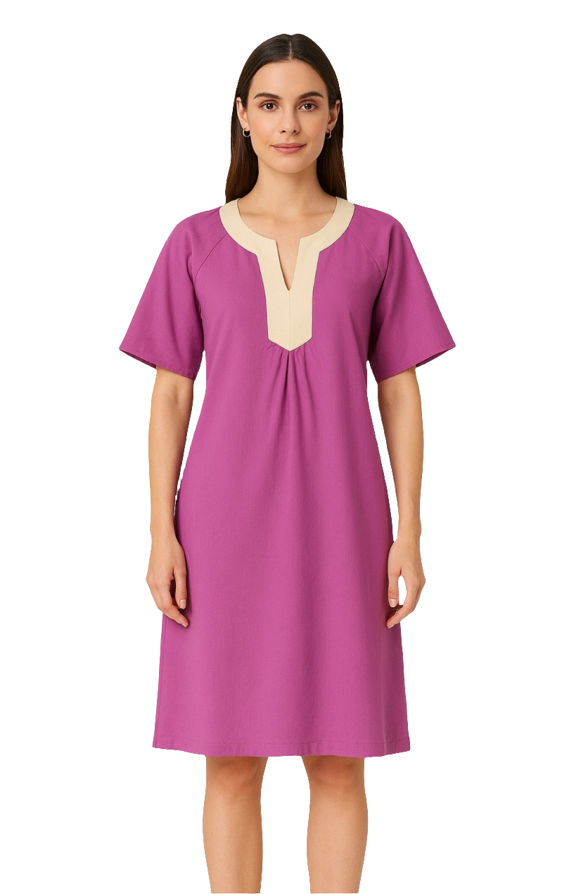 Short Sleeve Dress Contrast Trim