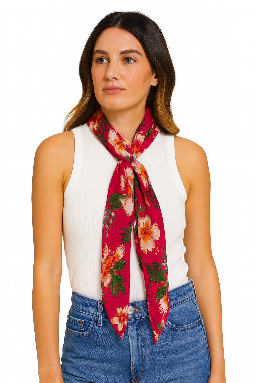 Tropical Hibiscus Floral Sarong Wrap Dress