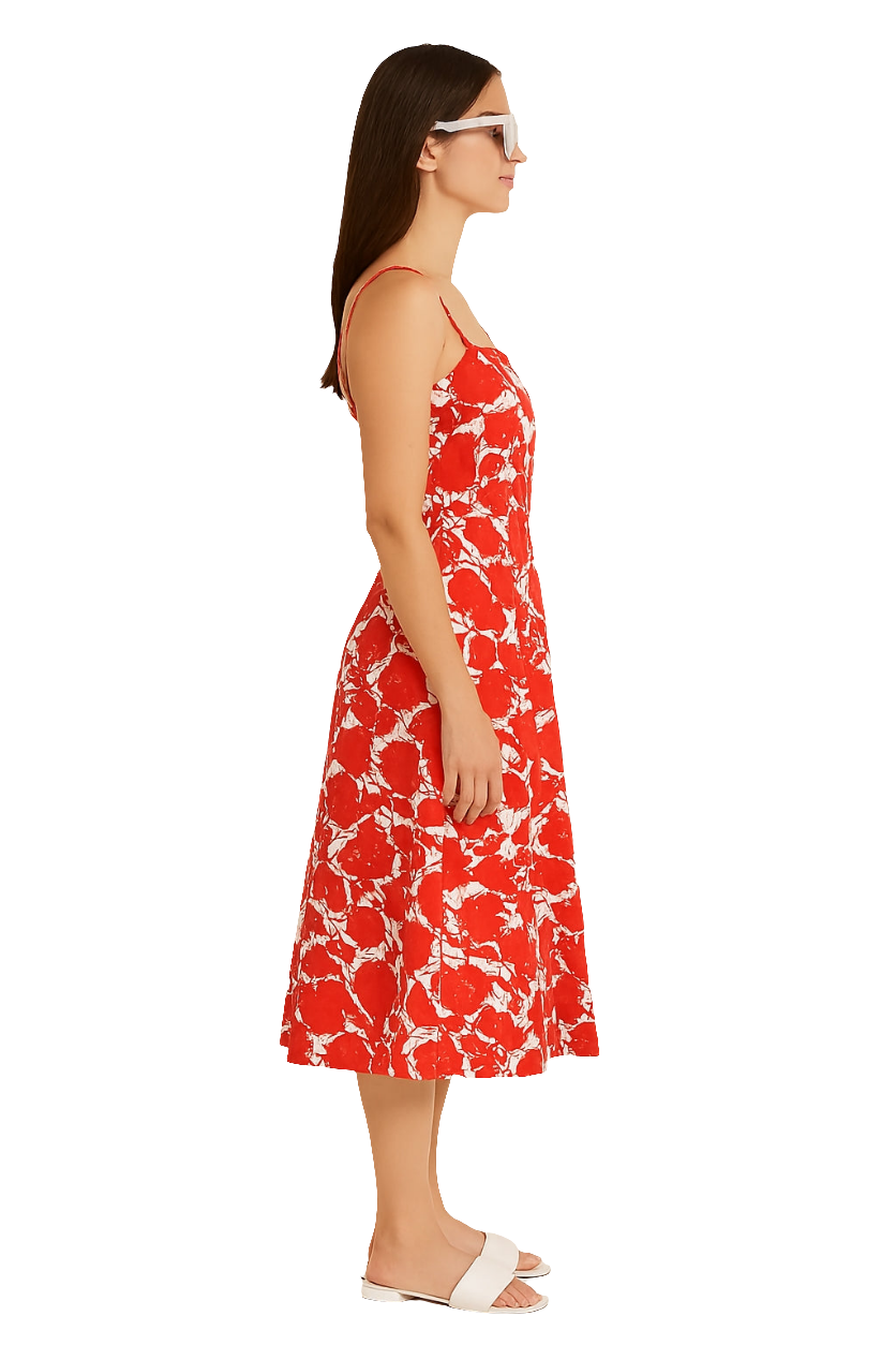 Red Floral Spaghetti Dress