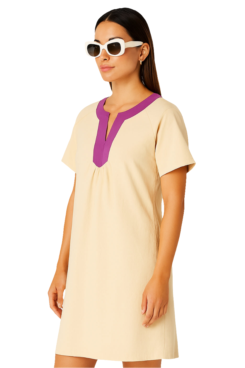 Short Sleeve Dress Contrast Trim