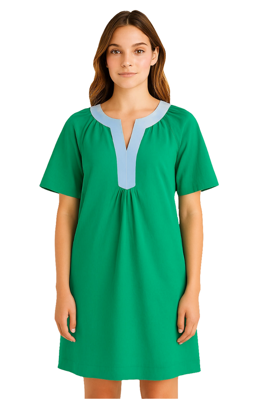 Short Sleeve Dress Contrast Trim
