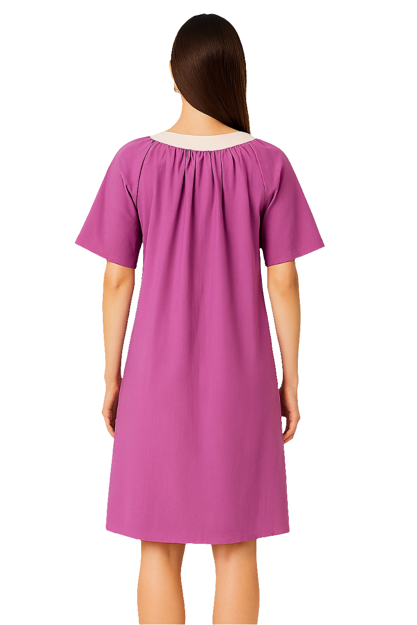 Short Sleeve Dress Contrast Trim