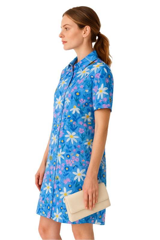 Cotton Floral Shirt Dress