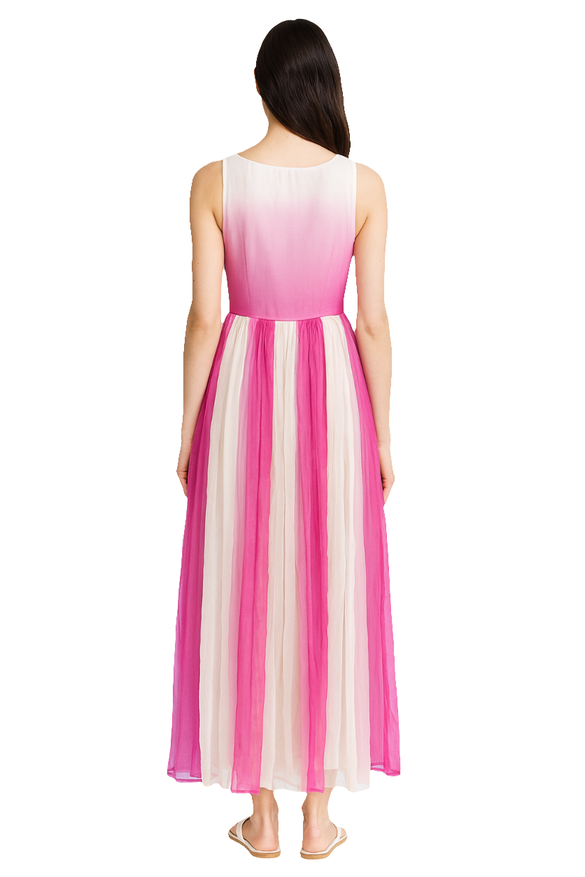 Serene Pink Ombre Chiffon Resort Dress