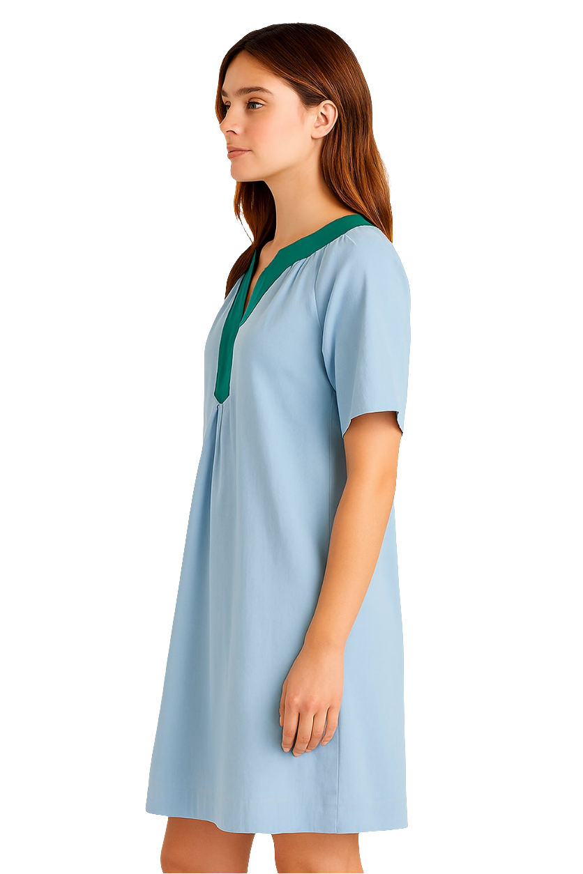 Short Sleeve Dress Contrast Trim