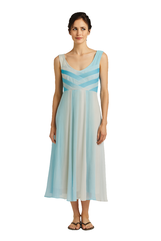 Serene Blue Ombre Chiffon Resort Dress