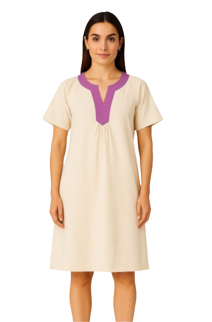 Short Sleeve Dress Contrast Trim
