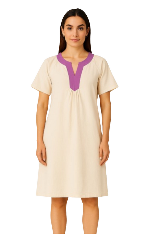 Short Sleeve Dress Contrast Trim