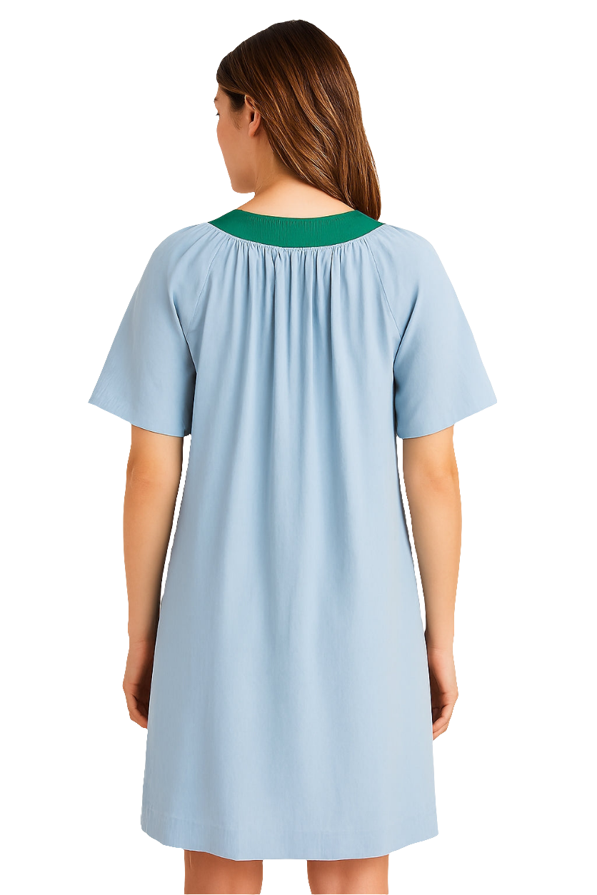 Short Sleeve Dress Contrast Trim