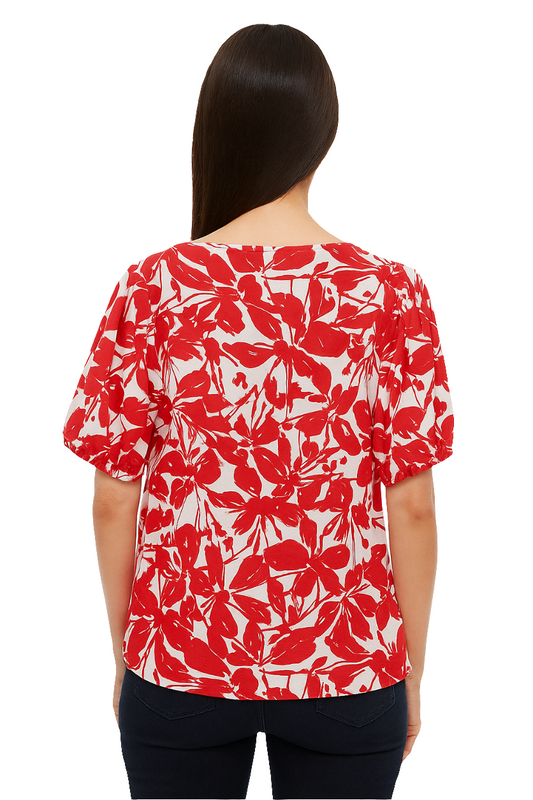 Floral Print Puff Sleeve Blouse
