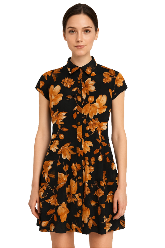 Black & Amber Floral Dress