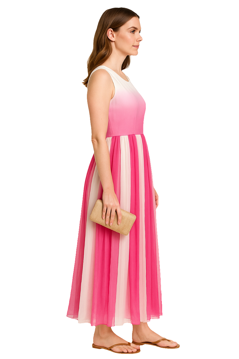 Serene Pink Ombre Chiffon Resort Dress