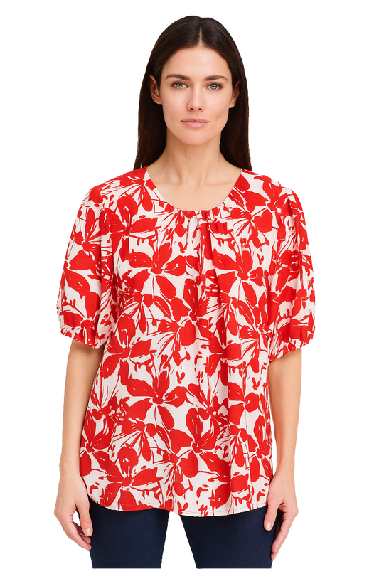 Floral Print Puff Sleeve Blouse