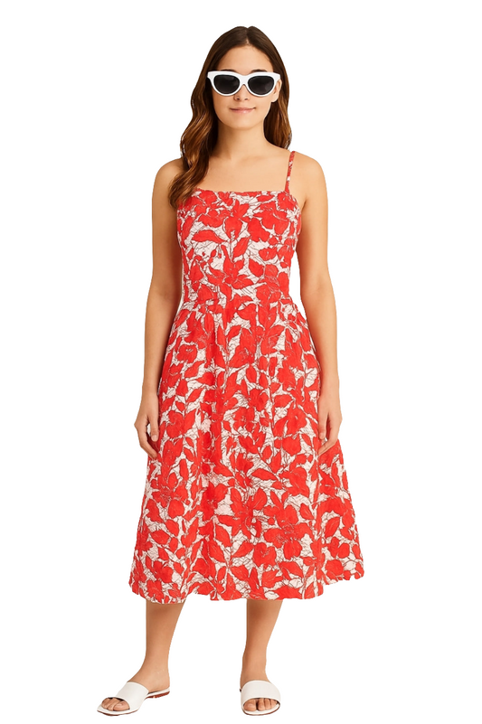 Red Floral Spaghetti Dress