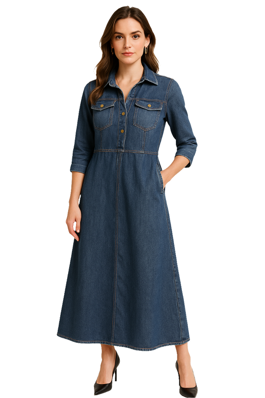 Denim Shirt Midi Dress