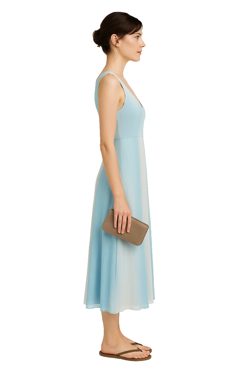 Serene Blue Ombre Chiffon Resort Dress
