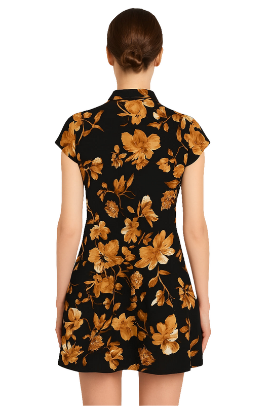 Black & Amber Floral Dress
