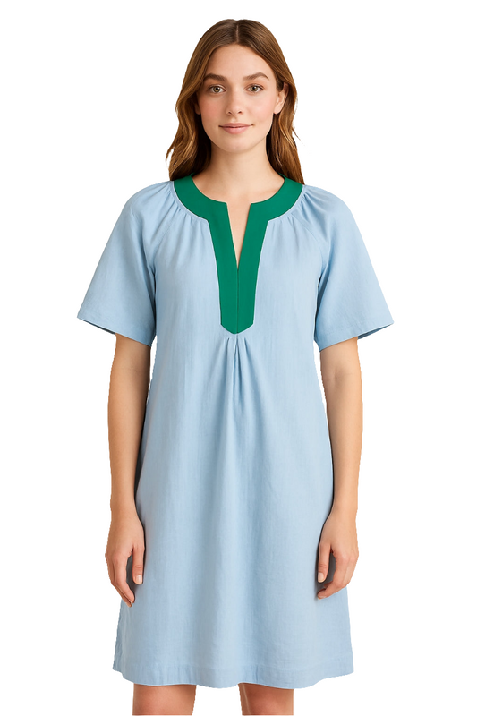 Short Sleeve Dress Contrast Trim