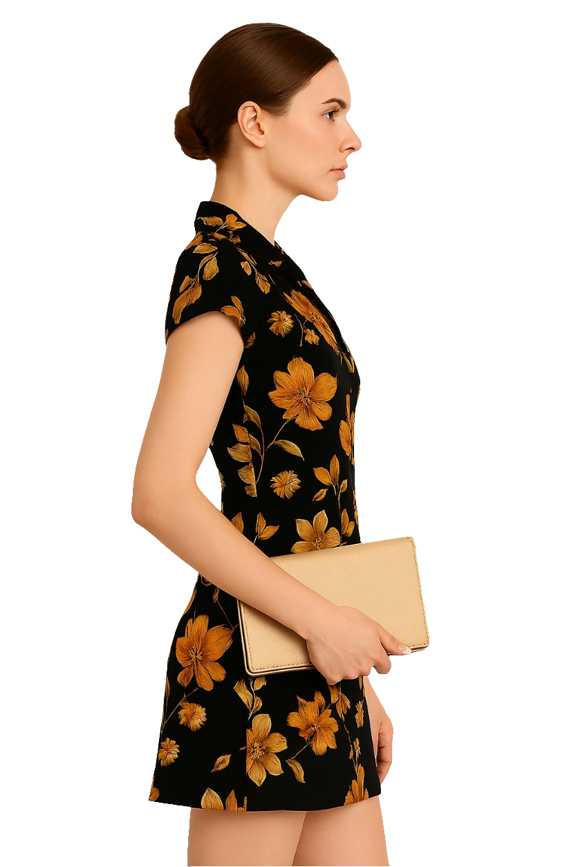 Black & Amber Floral Dress