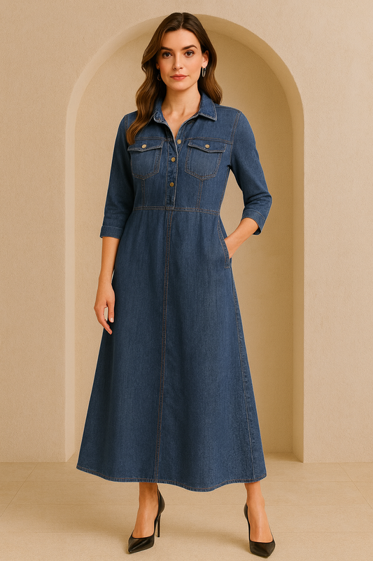 Denim Shirt Midi Dress