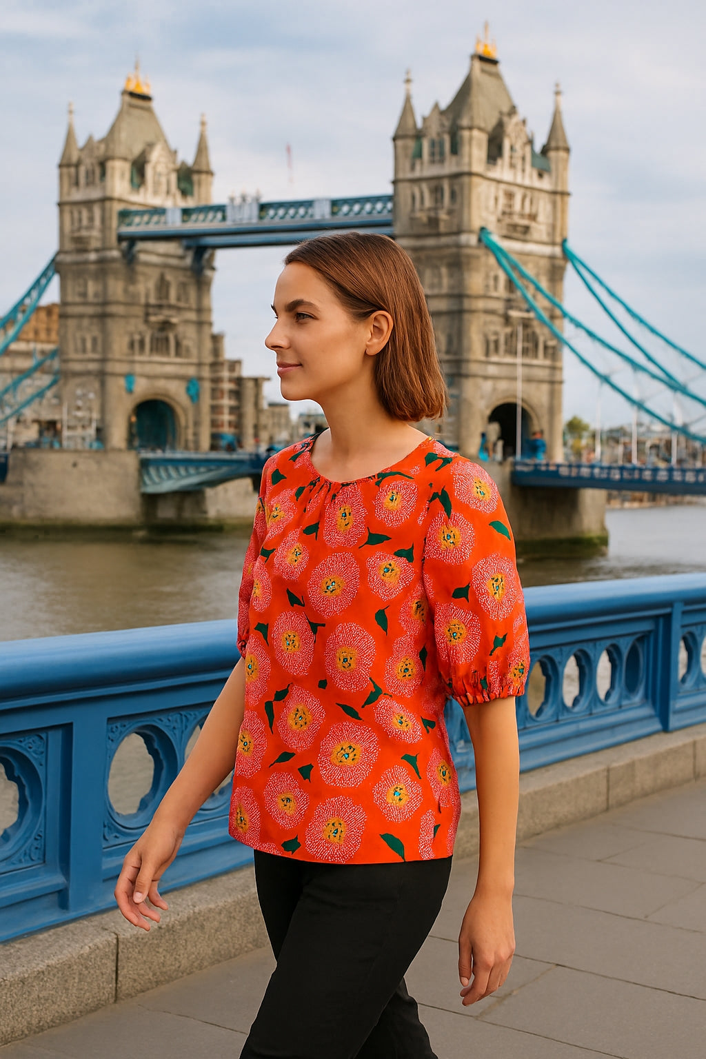 Blouse with Puff Sleeves
