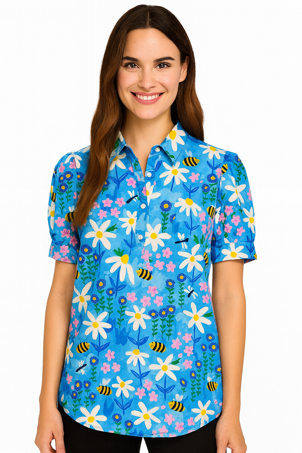 Cotton Floral Shirt Dress