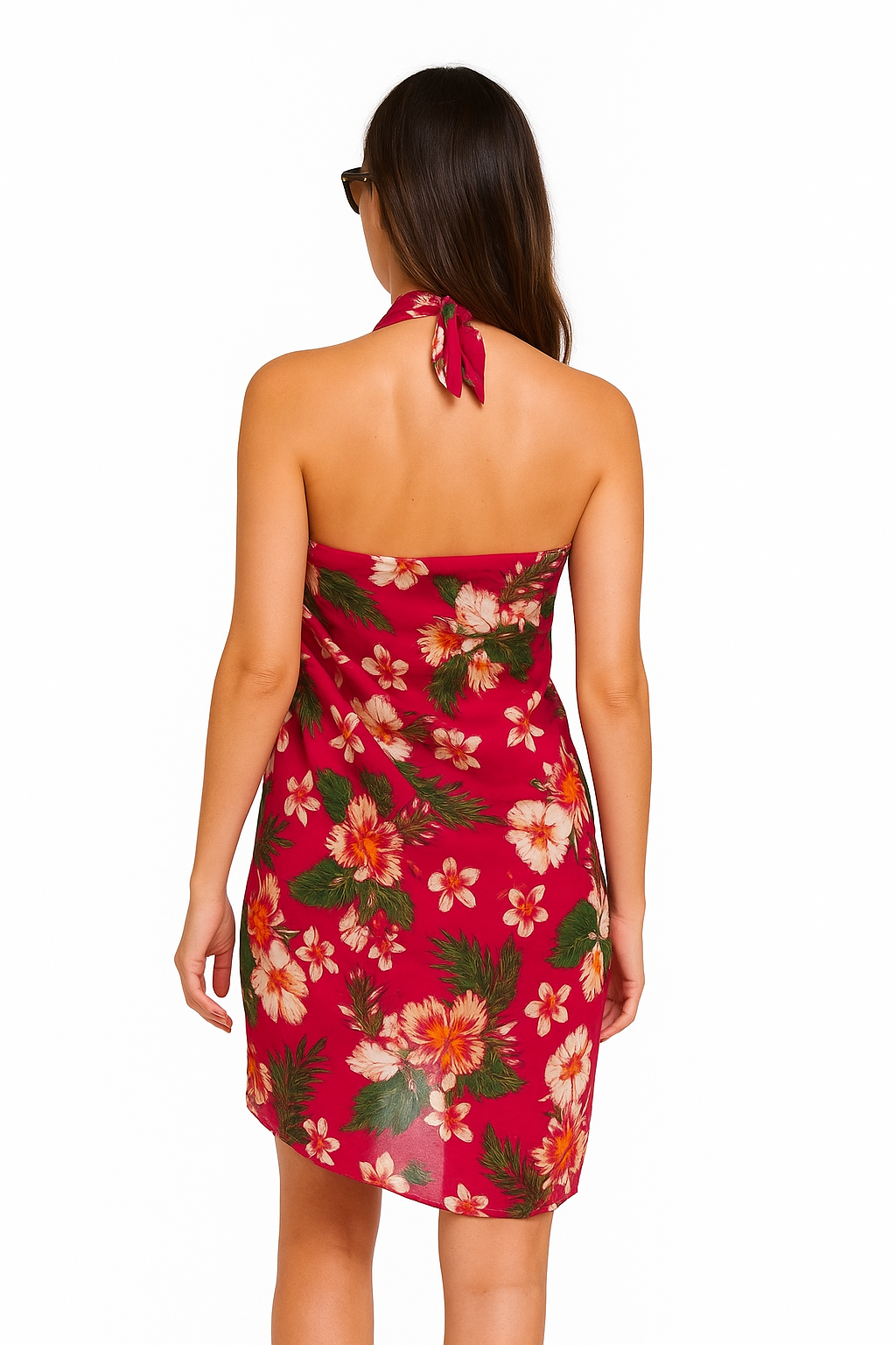 Tropical Hibiscus Floral Sarong Wrap Dress